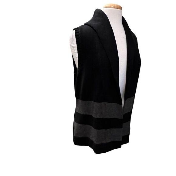 Lauren Ralph Lauren Oversized Sleeveless Black & Gray Cardigan Sweater size S - Picture 3 of 9